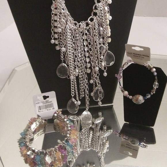 NWTS EFM & GOLDEN STELLA NECKLACE EARRINGS & BRACE - Picture 2 of 8